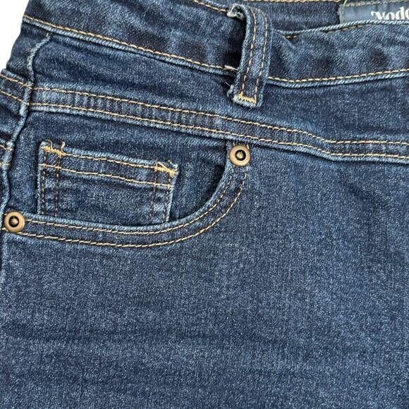 ModCloth Dark Wash High Waist Cuffed Jean Shorts Button Fly Denim Retro Pinup - Picture 5 of 9